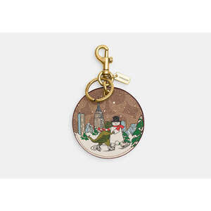 Holiday Bag Charm In Signature Canvas With Rexy And Snowman